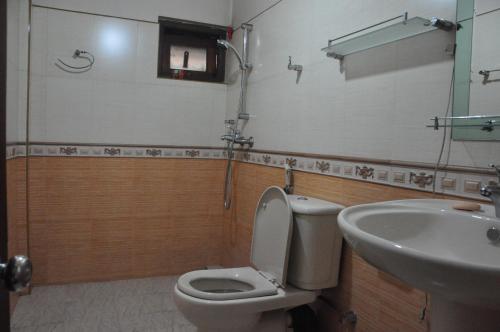 a bathroom with a toilet and a sink at Ragith Villa in Nuwara Eliya