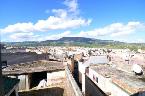 a view of a city from the roofs of buildings at Riad Khouloud in Fès