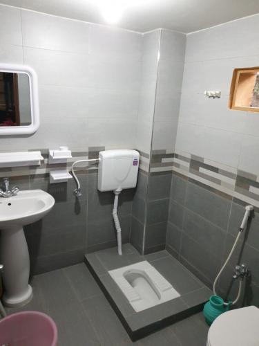 a bathroom with a toilet and a sink at Kashmir lodge in Muzaffarabad