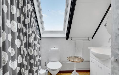 baño con aseo y ventana en Stunning Apartment In Tranekr With Wifi, en Tranekær