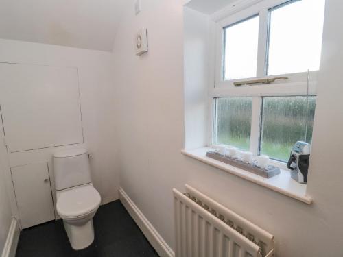 a bathroom with a toilet and a window at 2 The Reformed Church in Alnwick