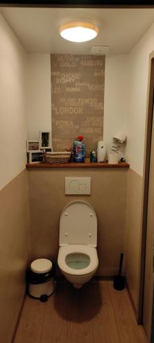 a small bathroom with a toilet in a room at La vita e bella in Saint-Jean-Pied-de-Port