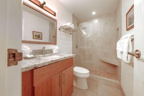 基黑的住宿－MENEHUNE SHORES, #623 condo，浴室配有卫生间、盥洗盆和淋浴。