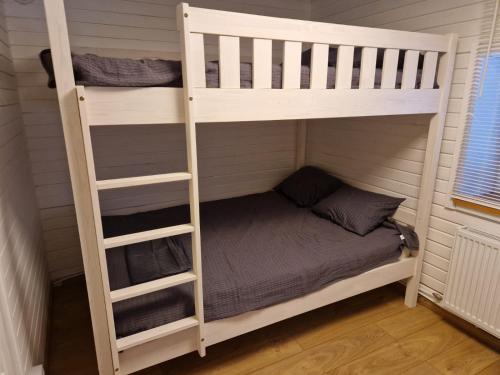 - un lit superposé avec une échelle à côté d'un lit superposé dans l'établissement Liivakõrtsi puhkemaja, à Rõmeda