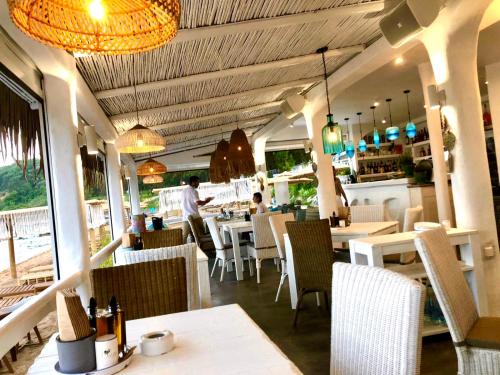 A restaurant or other place to eat at Sea View NewApartment-Bulgaria-Chernomorets
