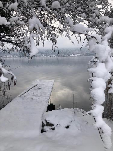 Ferienhaus am See durante el invierno