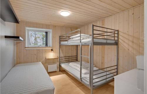 Zimmer mit Etagenbett und 2 Etagenbetten in einer Hütte in der Unterkunft Nice Home In Outrup With Kitchen in Ovtrup