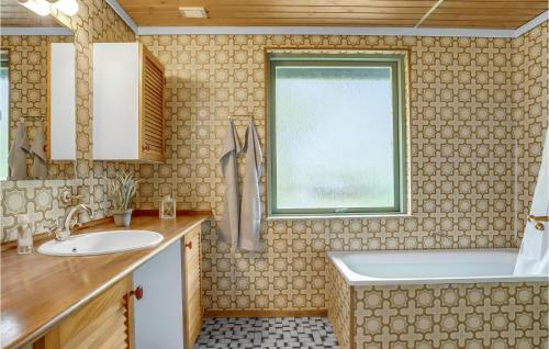 baño con lavabo, bañera y ventana en 1 Bedroom Lovely Home In Kalvehave en Kalvehave