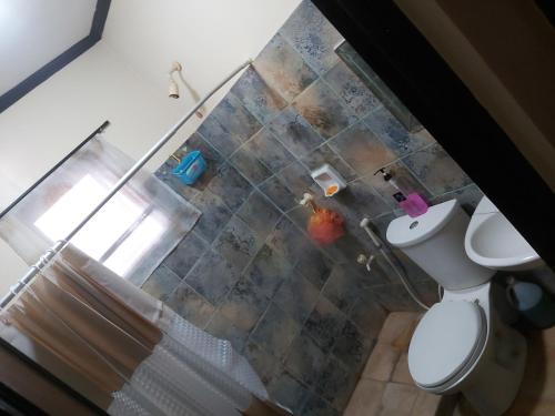 Elle offre une vue sur la salle de bains pourvue de toilettes et d'une douche. dans l'établissement RoomForRent, à Balibago