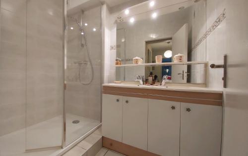 a bathroom with a shower and a sink at :) Spacieux T4 AÉROPORT, ensoleillé, déco soignée in Blagnac