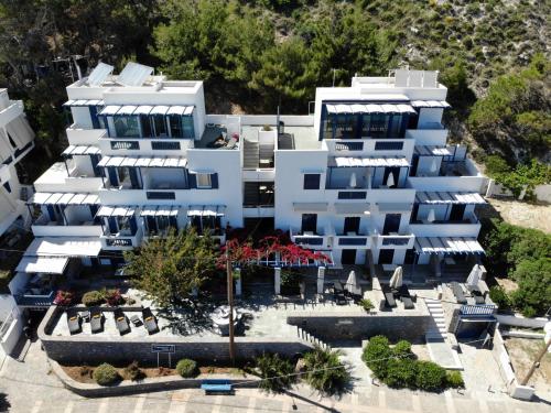 an aerial view of a white building at Chios Xenia Studios & Apartments in Paralia Agias Foteinis