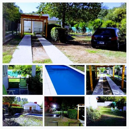 un collage de fotos de diferentes casas y patios en El hornero en San Luis