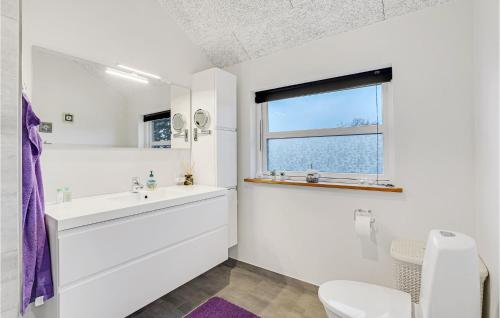 baño blanco con lavabo y ventana en Nice Home In Slagelse With Wifi, en Slagelse