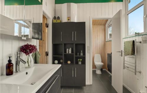y baño con lavabo y aseo. en Awesome Home In Lkken With Wifi, en Løkken
