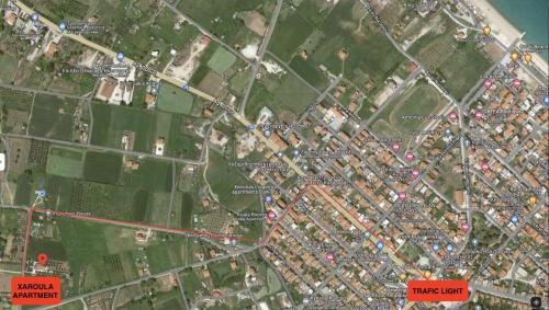 a map of a city with buildings and roads at XAROULA APARTMENTS in Ierissos