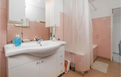 ein Bad mit einem Waschbecken und einer Dusche in der Unterkunft Nice Apartment In Bosana-pag With Wifi in Šimuni