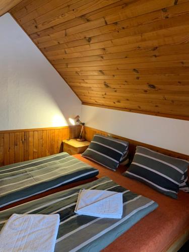Postel nebo postele na pokoji v ubytování Chata Jezevec
