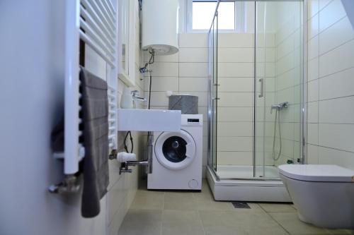 La salle de bains est pourvue d'un lave-linge et d'un lavabo. dans l'établissement Kuća za odmor Cezar, à Majerje