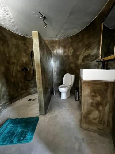 La salle de bains est pourvue de toilettes et d'un lavabo. dans l'établissement EcoFunco, à Portela