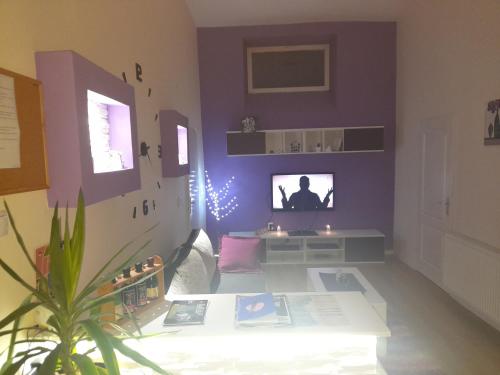 Una televisión o centro de entretenimiento en Apartman Lela