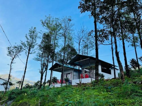 a house on the side of a hill with trees at Kanasucoffeenadu in Attigundi