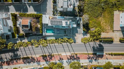 an overhead view of a building with a street at Tsolias Apartments in Protaras