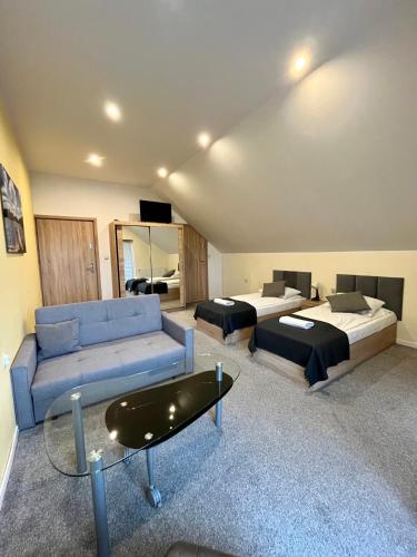 Cama o camas de una habitación en Willa Hańcza