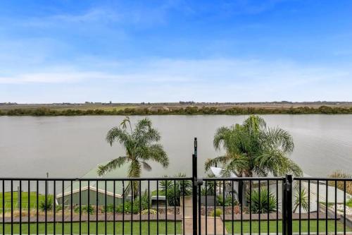 a view of a body of water with palm trees at River Life in Wellington East