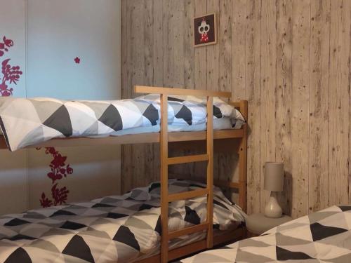 sypialnia z 2 łóżkami piętrowymi w pokoju w obiekcie Appartement Font-Romeu-Odeillo-Via, 3 pièces, 5 personnes - FR-1-580-84 w mieście Font-Romeu-Odeillo-Via
