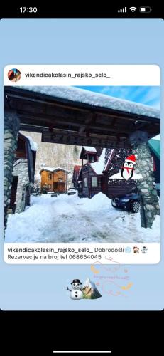 a page of a website with a picture of a house at Vikendica Rajsko selo in Kolašin