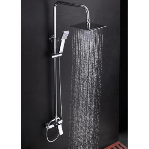 a shower with a shower head on a black wall at Pela Apartments in Sisi