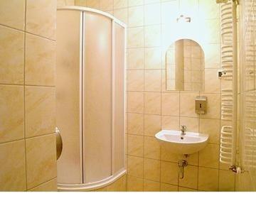 a bathroom with a shower and a sink at Good Bye Lenin Hostel Zakopane in Zakopane