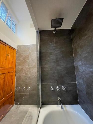 a bathroom with a bath tub with a shower at Le Petit Palais in Buenos Aires