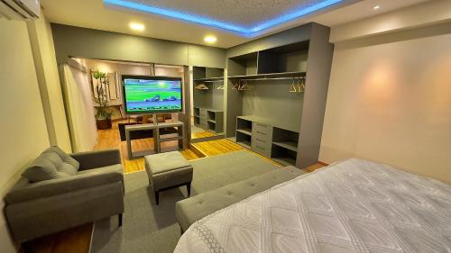 TV a/nebo společenská místnost v ubytování Hd Park Hotel