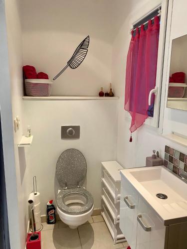 une salle de bain avec toilettes et lavabo dans l'établissement Chambre privée indépendante au cœur du Luberon, à Saint-Saturnin-lès-Apt