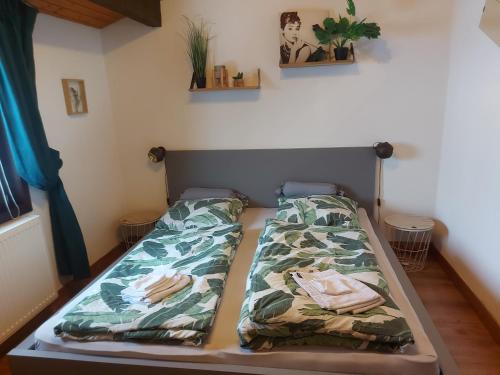 1 dormitorio con 2 camas en una habitación en Ferienhaus am Listersee, en Meinerzhagen