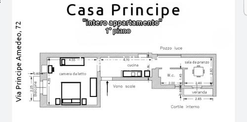 a drawing of a plan of a house at Casa Principe Taranto "Intero appartamento" in Taranto