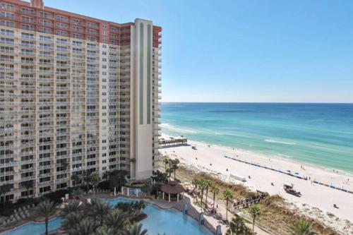 a view of a hotel and the beach at Shores of Panama Unit 1209 in Panama City Beach