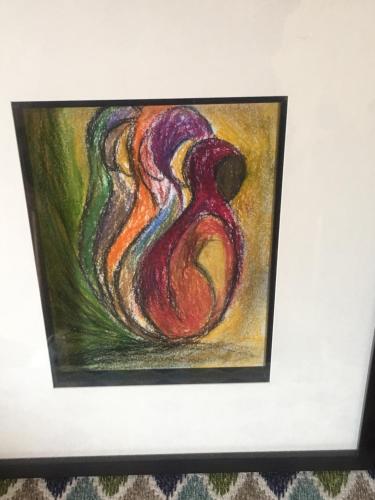 a painting of a flamingo on a wall at The Neem in New Delhi