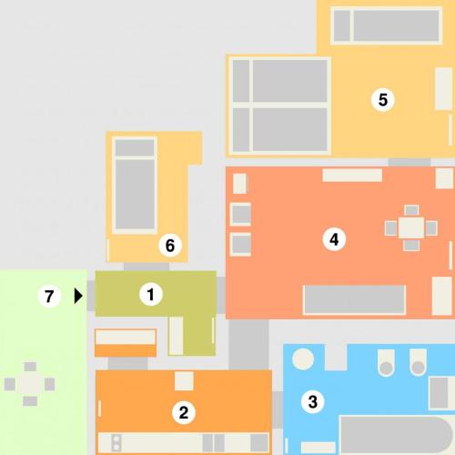 a floor plan of a building with different buildings at Chalupa v Meziluzi in Meziluží