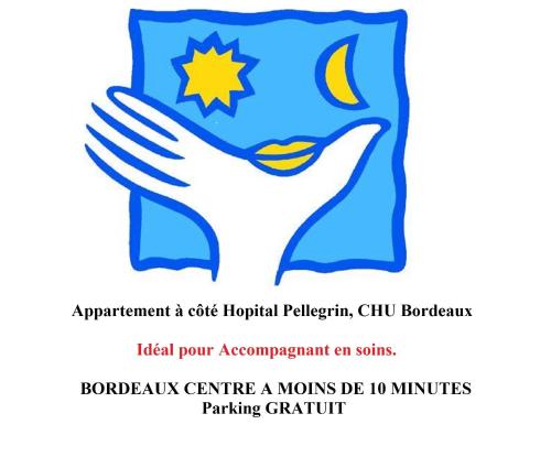 波爾多的住宿－LOCBORDEAUX-FR - Appt proche CHU Bordeaux - WIFI，一只手拿着蓝色枕头,上面有星星