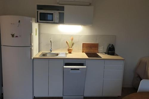 Dapur atau dapur kecil di Appartement avec terrasse vue montagne