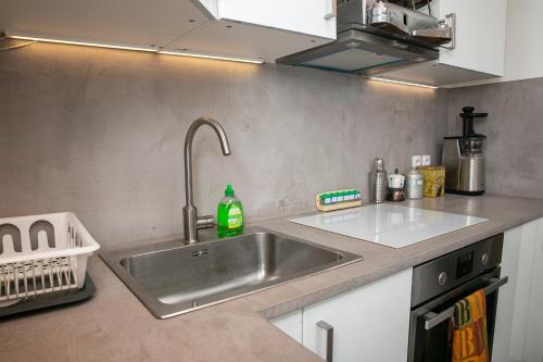 une cuisine avec un évier et un plan de travail dans l'établissement Cosy Studio !!!, à Paris