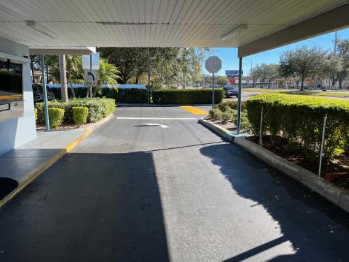 an empty parking lot at a gas station at Brandon Motor Lodge in Brandon