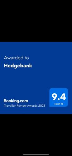 Hedgebankに飾ってある許可証、賞状、看板またはその他の書類