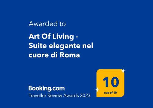 Certifikát, hodnocení, plakát nebo jiný dokument vystavený v ubytování Art Of Living - Suite elegante nel cuore di Roma