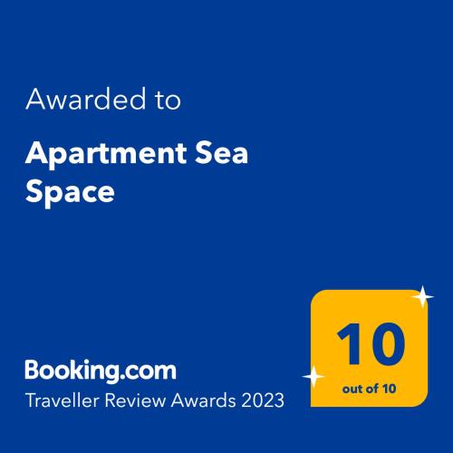 a yellow sign that sayspared to appointment sea space at Apartment Sea Space in Dobra Voda