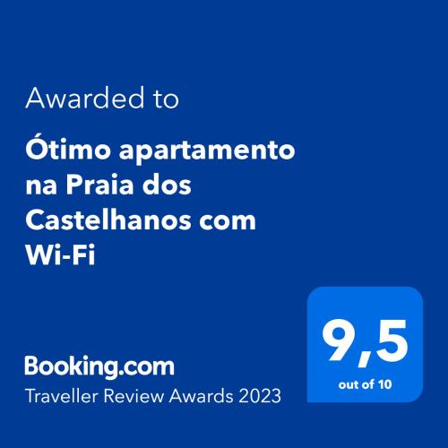 Certifikát, hodnocení, plakát nebo jiný dokument vystavený v ubytování Ótimo apartamento na Praia dos Castelhanos com Wi-Fi