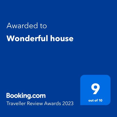 a screenshot of a text box with the words awarded to a wonderful house at Wonderful house in Sokolov