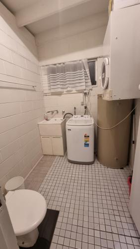 een kleine badkamer met een toilet en een wastafel bij Jack Rodd Cottage in Eden